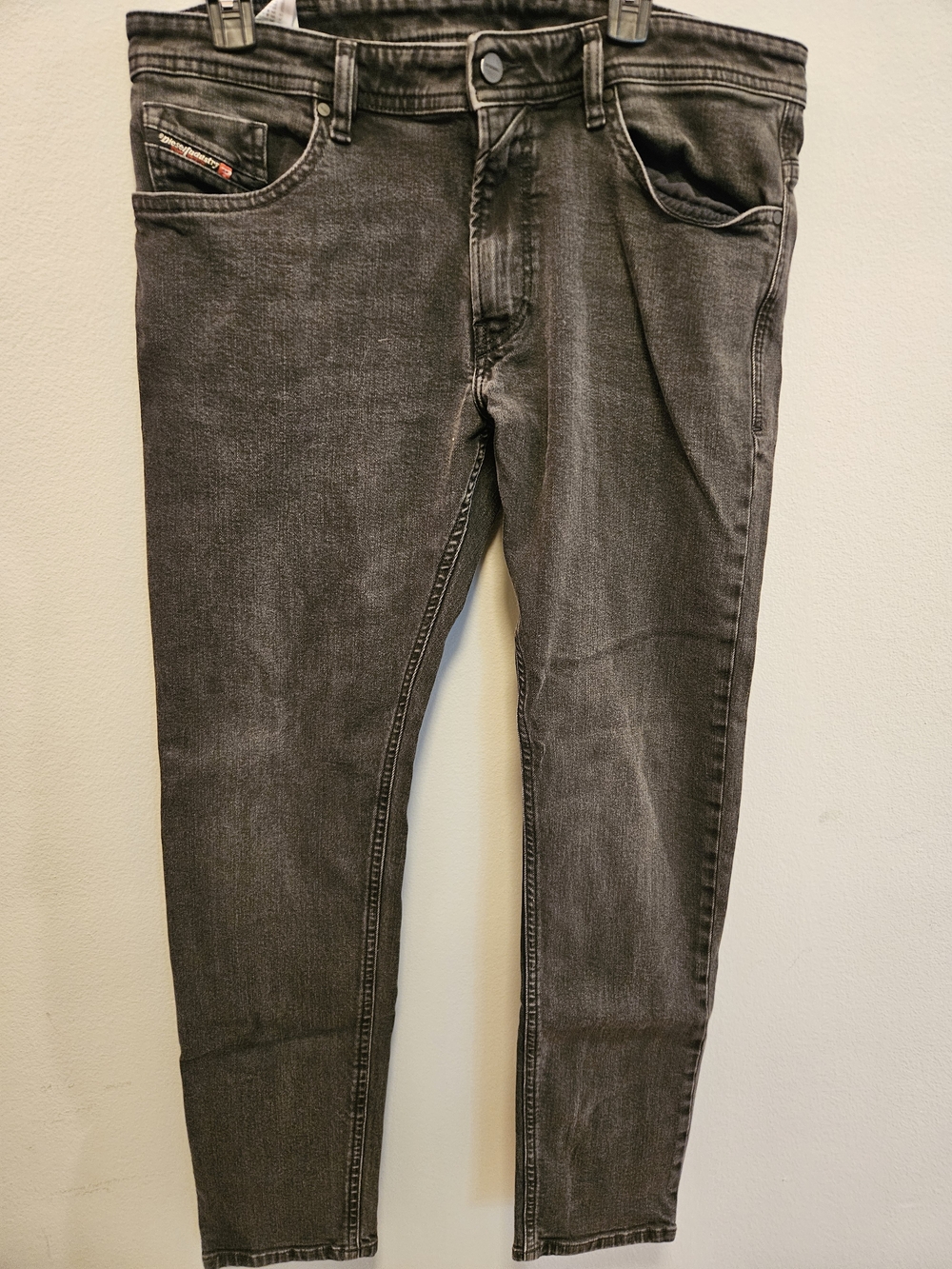 Diesel Thommer Jeans Mens 36x32 Charcoal Grey Slim Stretch RM034